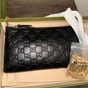 Guccissima Signature Wrist Wallet Black